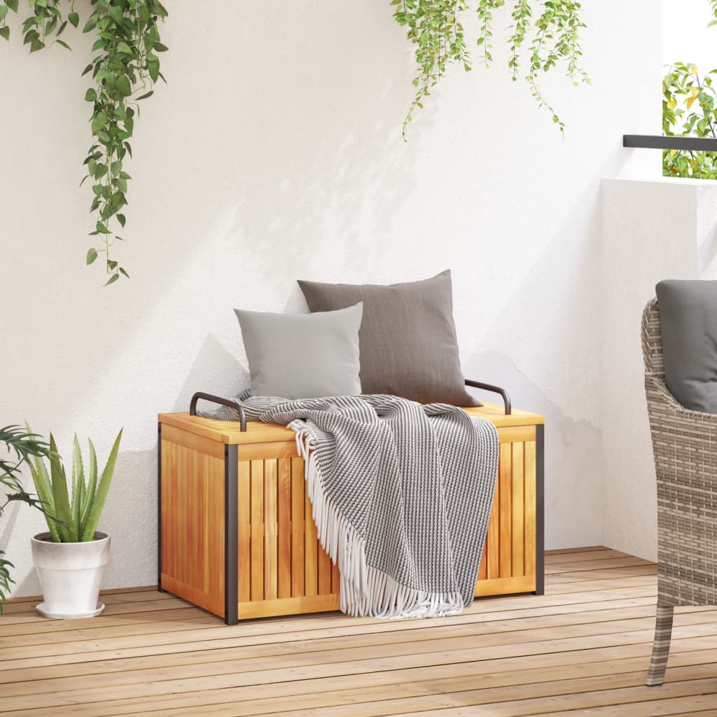 vidaXL Skrzynia ogrodowa, 85x45x45/53 cm, drewno akacjowe i stal