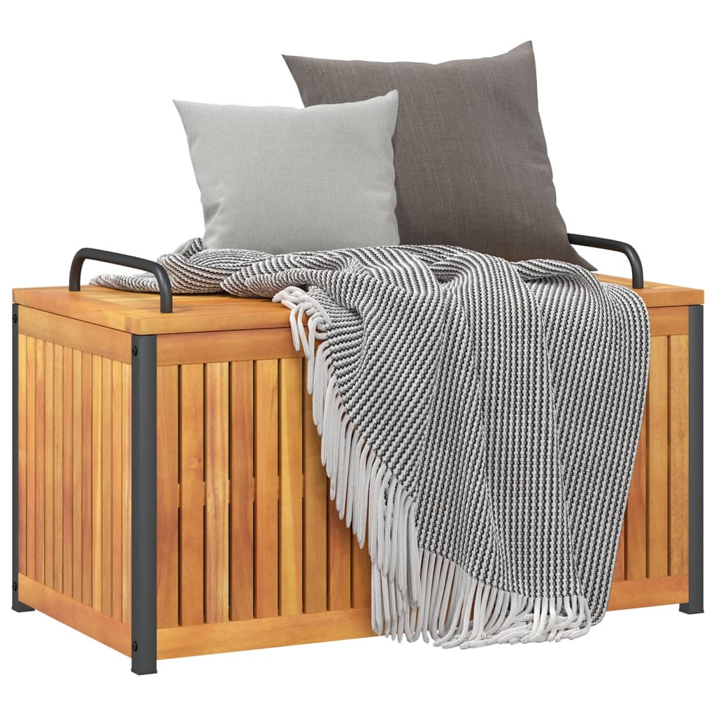 vidaXL Skrzynia ogrodowa, 85x45x45/53 cm, drewno akacjowe i stal