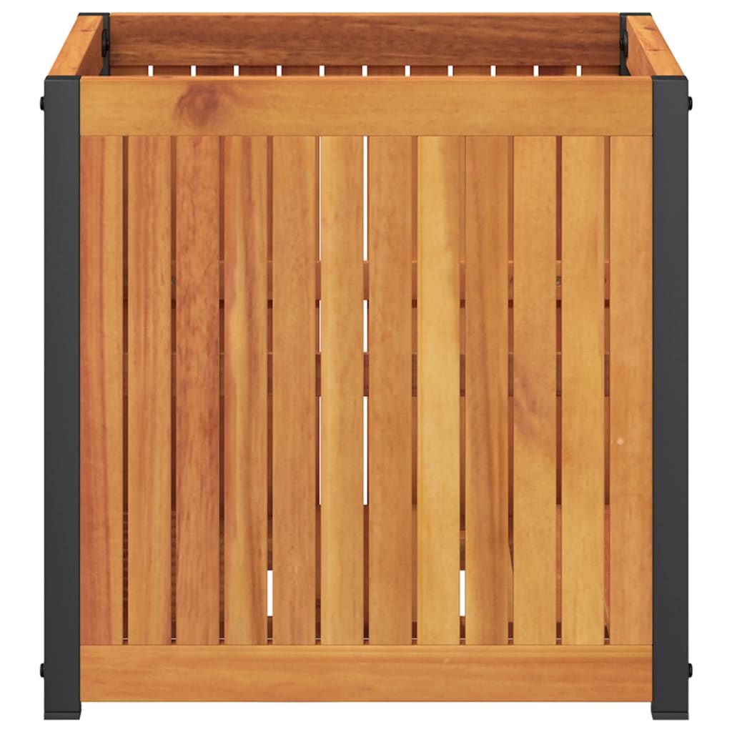 vidaXL Donica ogrodowa, 45x45x44 cm, lite drewno akacjowe i stal