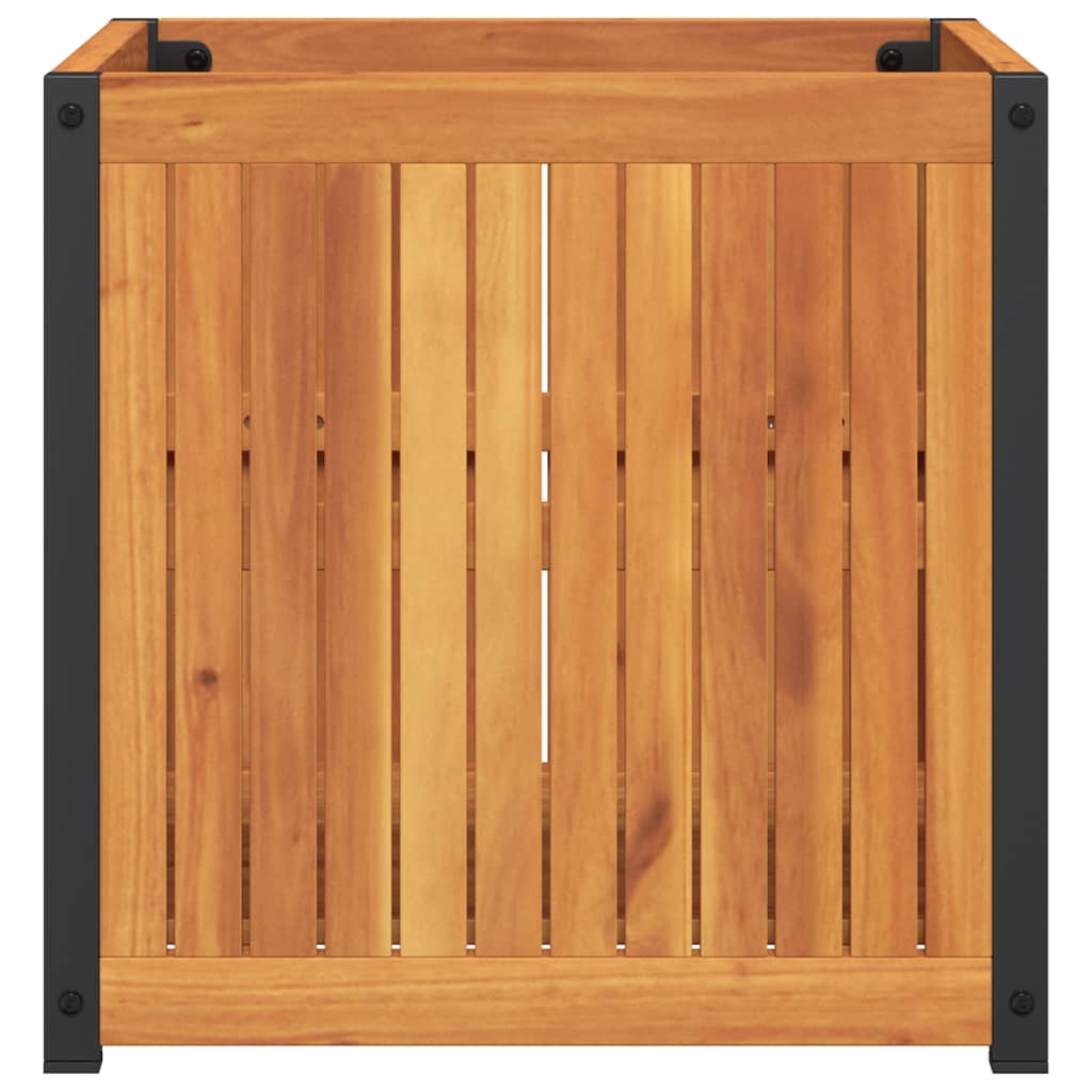 vidaXL Donica ogrodowa, 45x45x44 cm, lite drewno akacjowe i stal