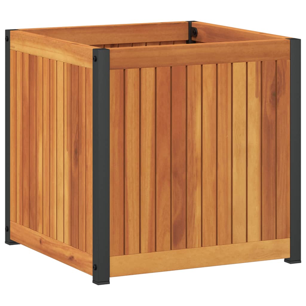 vidaXL Donica ogrodowa, 45x45x44 cm, lite drewno akacjowe i stal