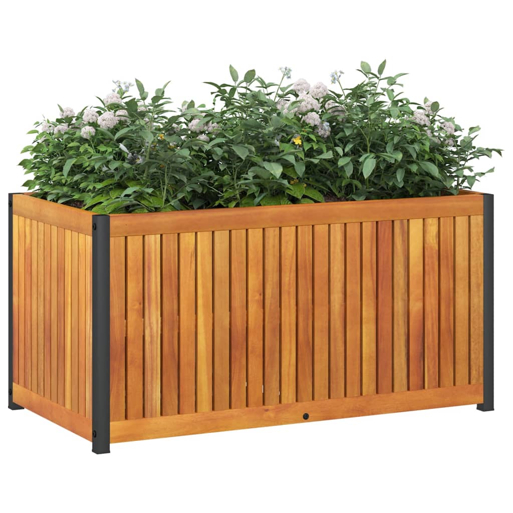 vidaXL Donica ogrodowa, 85x45x44 cm, lite drewno akacjowe i stal