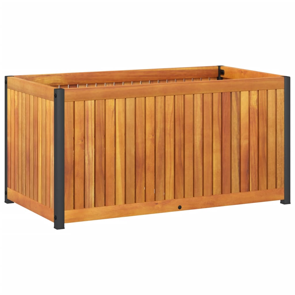 vidaXL Donica ogrodowa, 85x45x44 cm, lite drewno akacjowe i stal