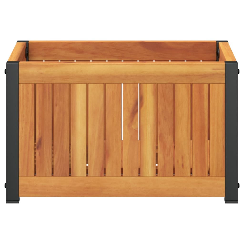 vidaXL Donica ogrodowa, 45x30x27,5 cm, lite drewno akacjowe i stal