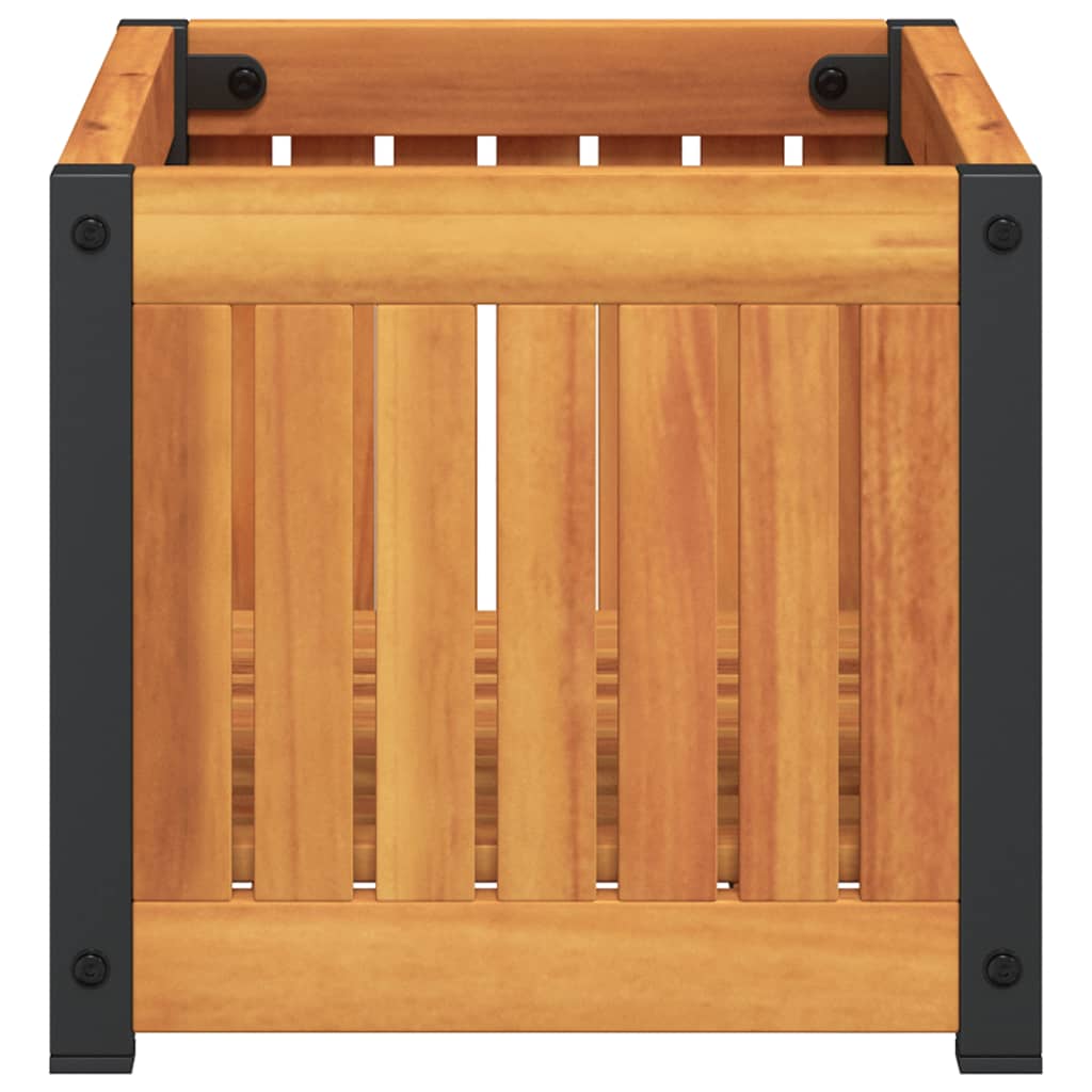 vidaXL Donica ogrodowa, 45x30x27,5 cm, lite drewno akacjowe i stal