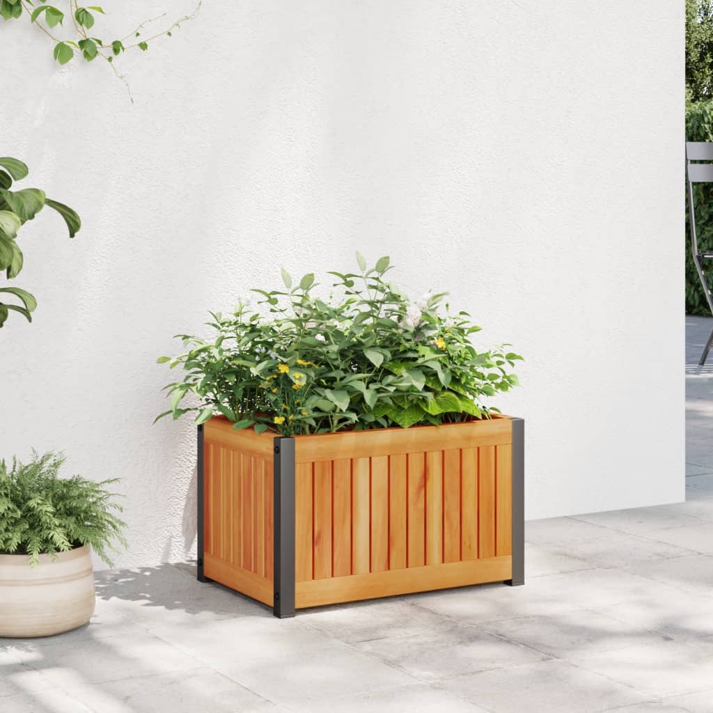 vidaXL Donica ogrodowa, 45x30x27,5 cm, lite drewno akacjowe i stal