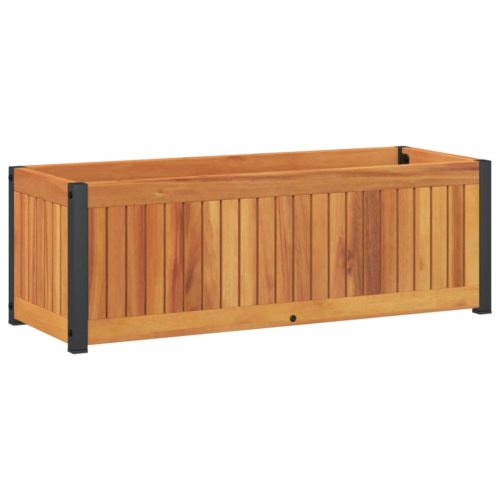 vidaXL Donica ogrodowa, 80x30x27,5 cm, lite drewno akacjowe i stal