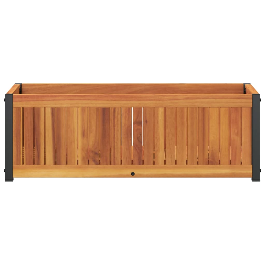 vidaXL Donica ogrodowa, 80x30x27,5 cm, lite drewno akacjowe i stal