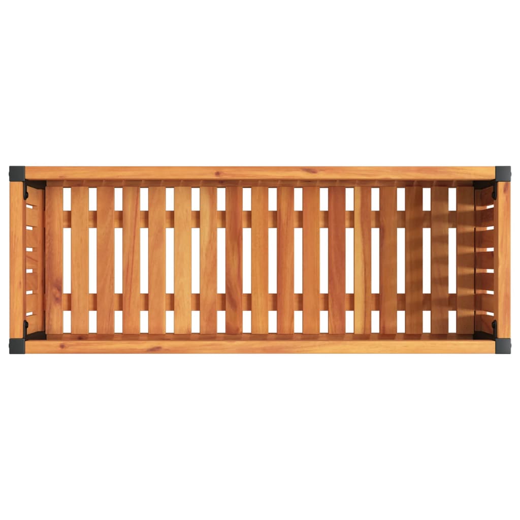 vidaXL Donica ogrodowa, 80x30x27,5 cm, lite drewno akacjowe i stal