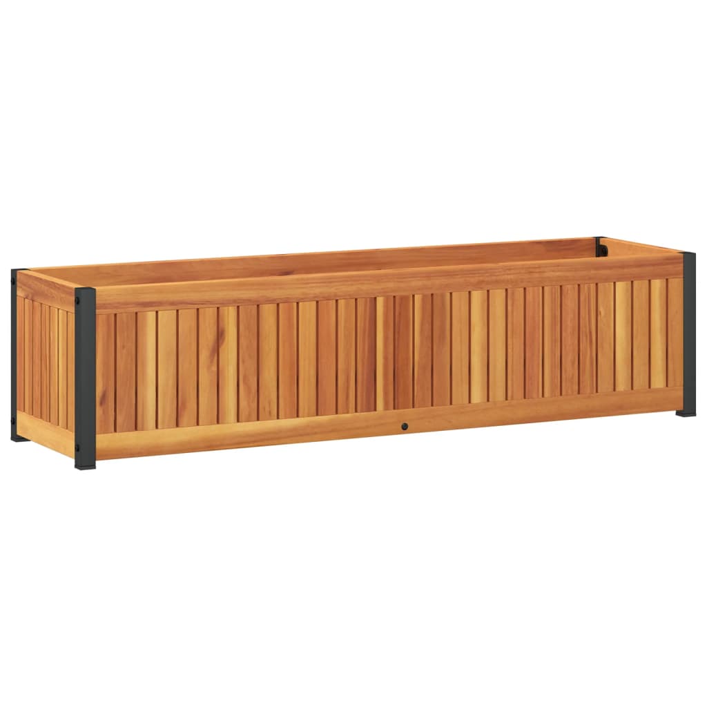 vidaXL Donica ogrodowa, 110x30x27,5 cm, lite drewno akacjowe i stal