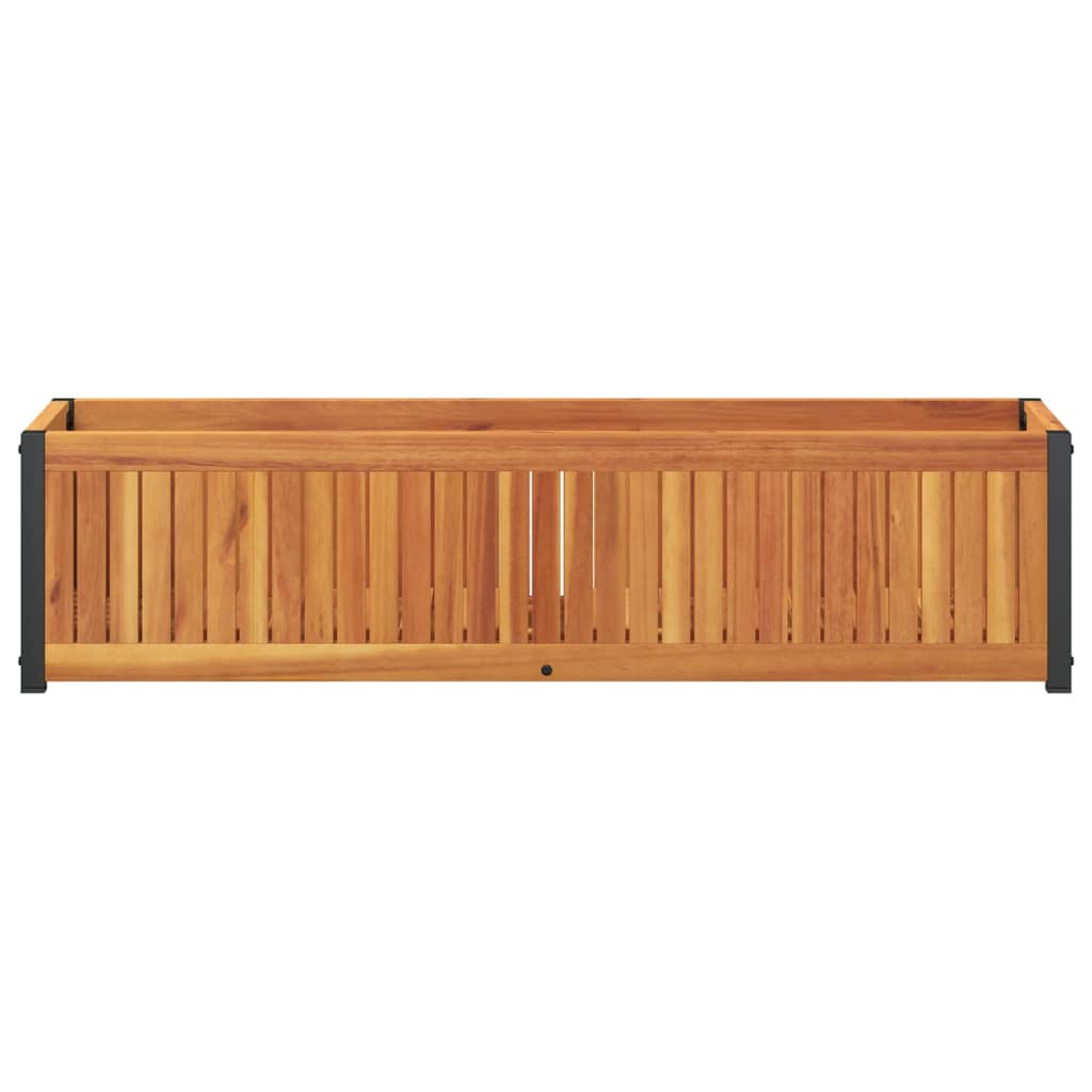 vidaXL Donica ogrodowa, 110x30x27,5 cm, lite drewno akacjowe i stal