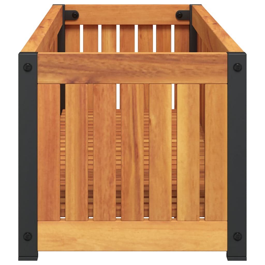 vidaXL Donica ogrodowa, 110x30x27,5 cm, lite drewno akacjowe i stal