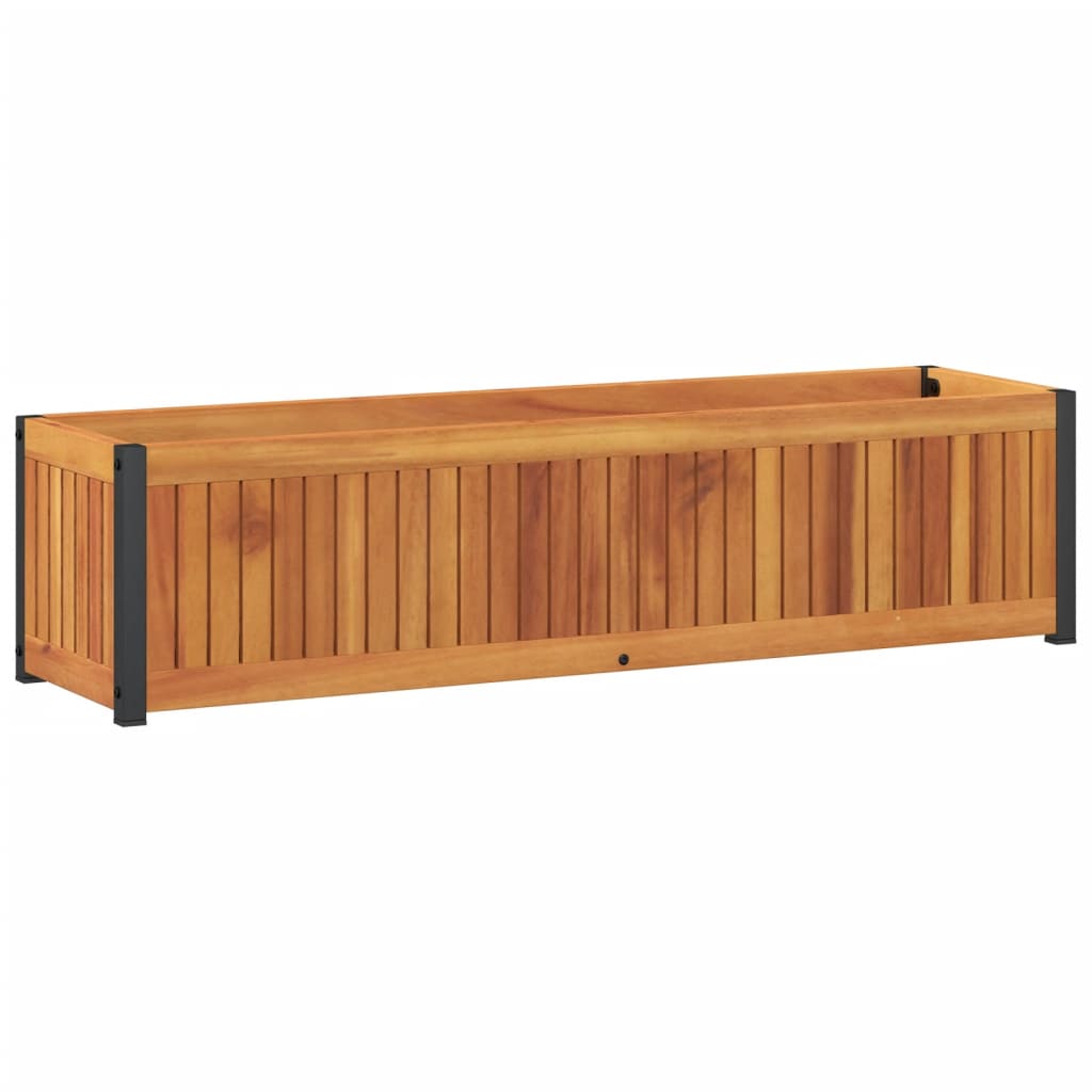 vidaXL Donica ogrodowa, 110x30x27,5 cm, lite drewno akacjowe i stal