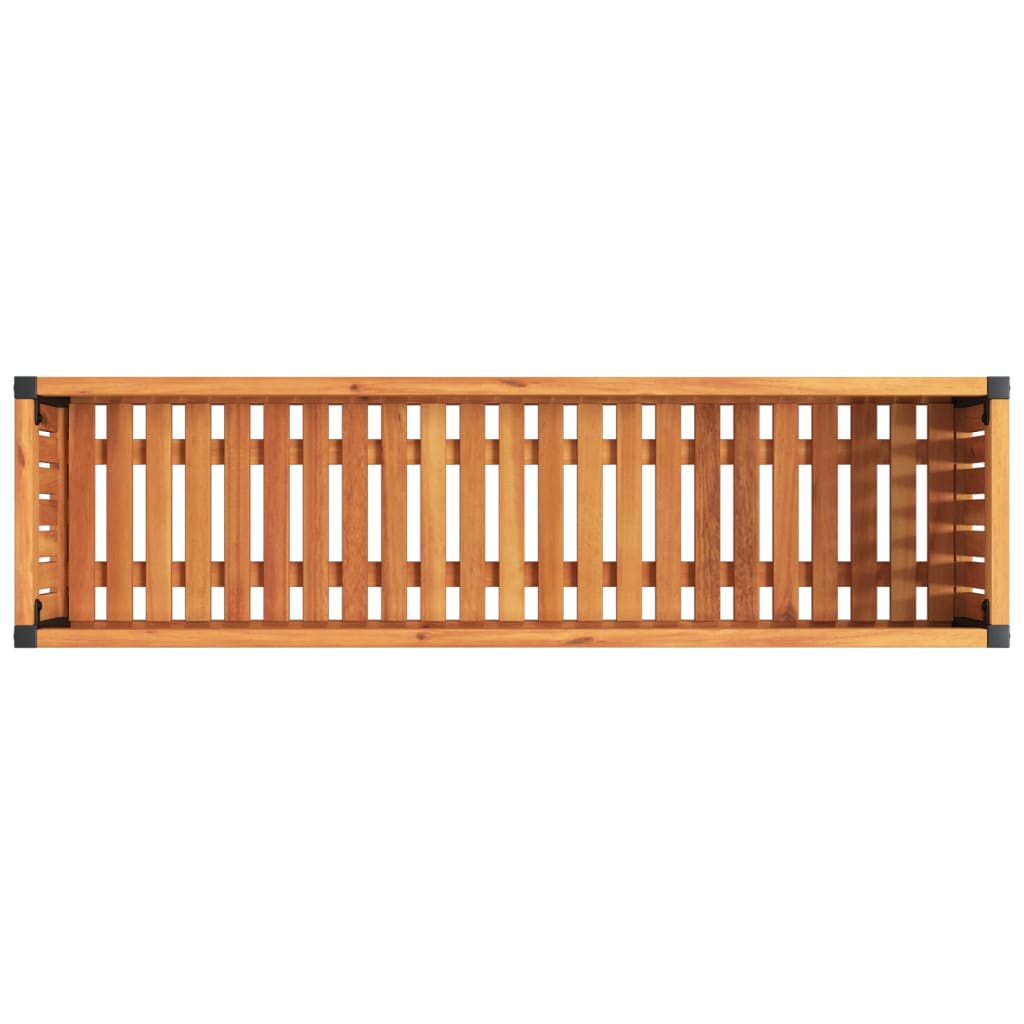 vidaXL Donica ogrodowa, 110x30x27,5 cm, lite drewno akacjowe i stal
