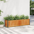 vidaXL Donica ogrodowa, 110x30x27,5 cm, lite drewno akacjowe i stal
