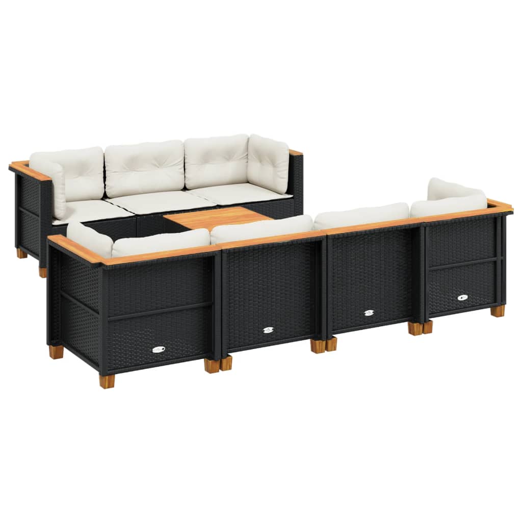 vidaXL 8-cz. zestaw wypoczynkowy do ogrodu, z poduszkami, czarny