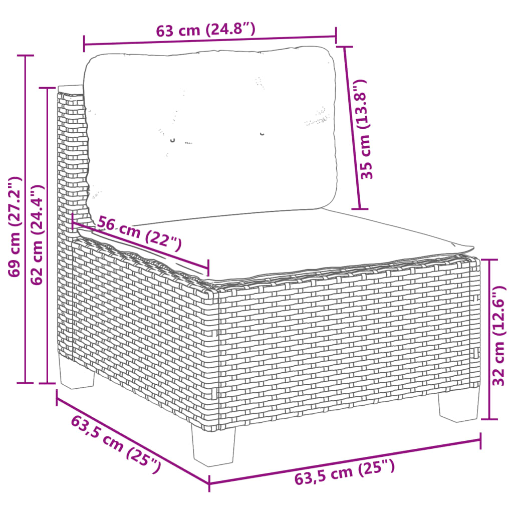 vidaXL 10-cz. zestaw wypoczynkowy do ogrodu, z poduszkami, czarny