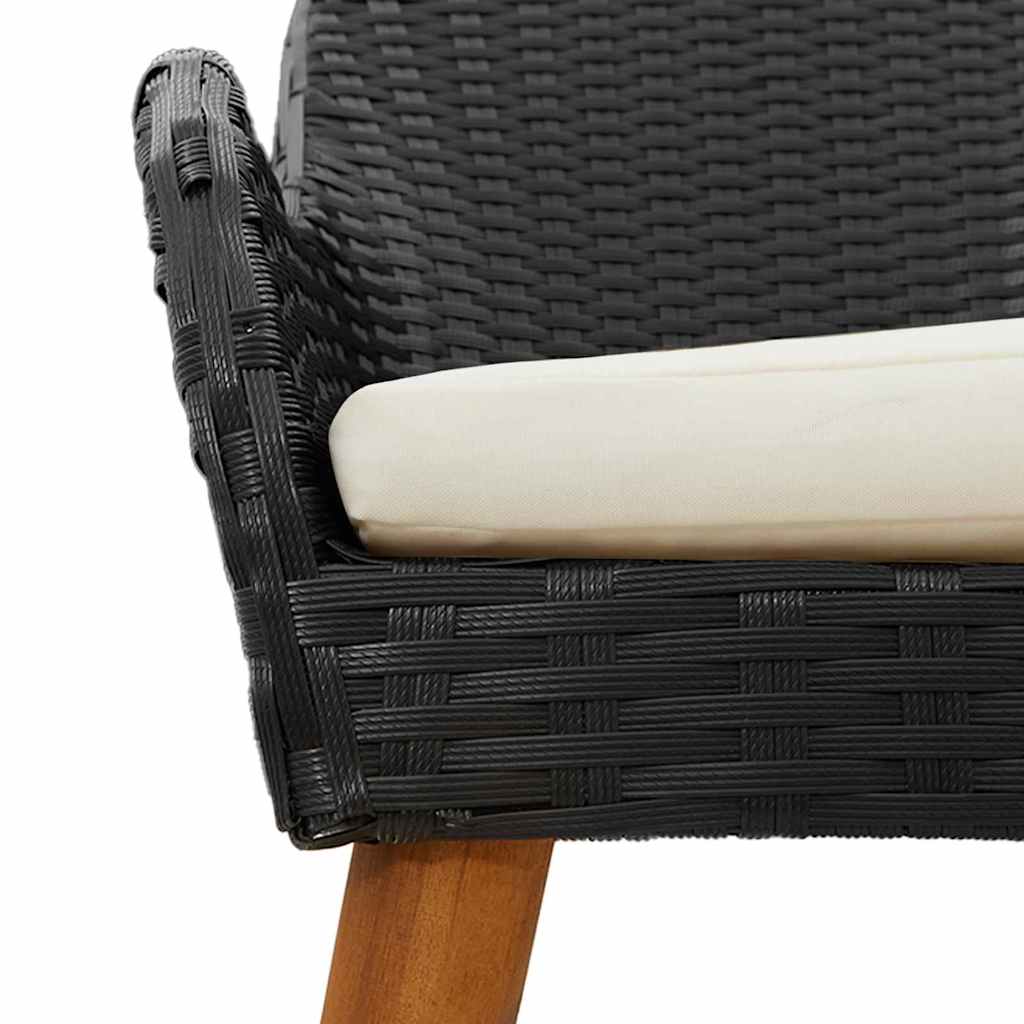 vidaXL Zestaw do jadalni w ogrodzie z poduszką 7 pcs Czarny polirattan