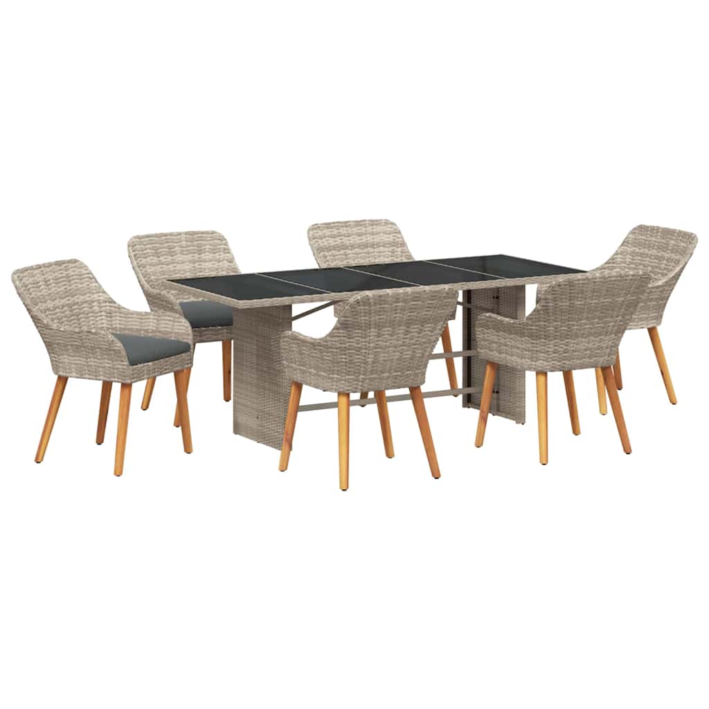 vidaXL Zestaw do jadalni w ogrodzie 7 pcs Jasnoszary polirattan