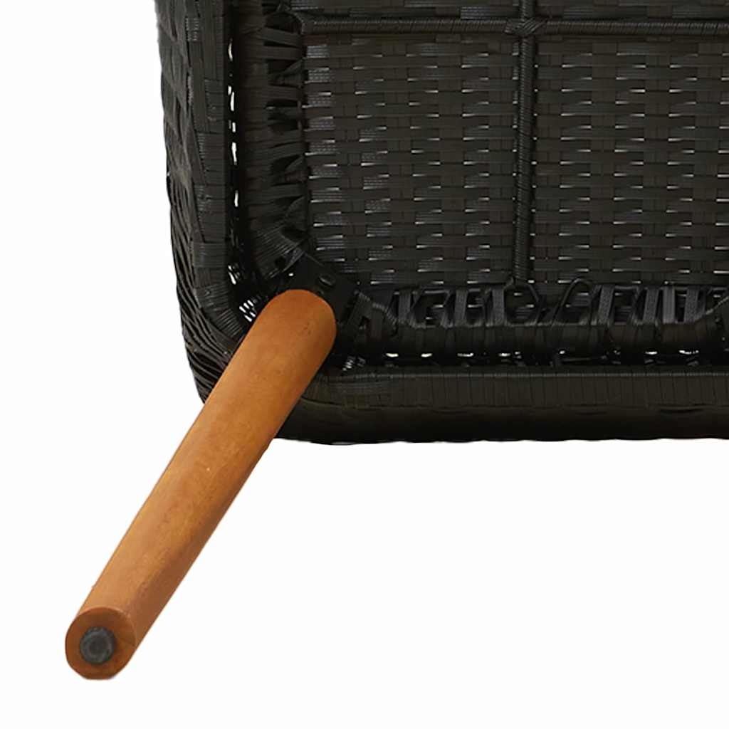 vidaXL Zestaw do jadalni w ogrodzie z poduszką 7 pcs Czarny polirattan