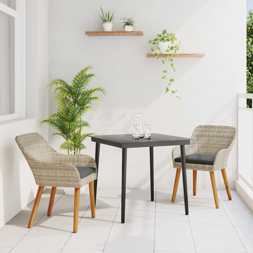 vidaXL Zestaw do jadalni w ogrodzie 3 pcs Jasnoszary polirattan