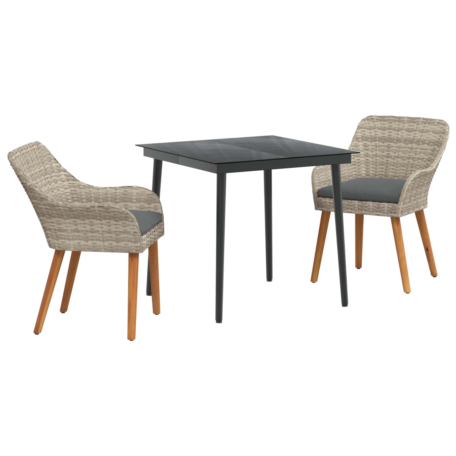 vidaXL Zestaw do jadalni w ogrodzie 3 pcs Jasnoszary polirattan