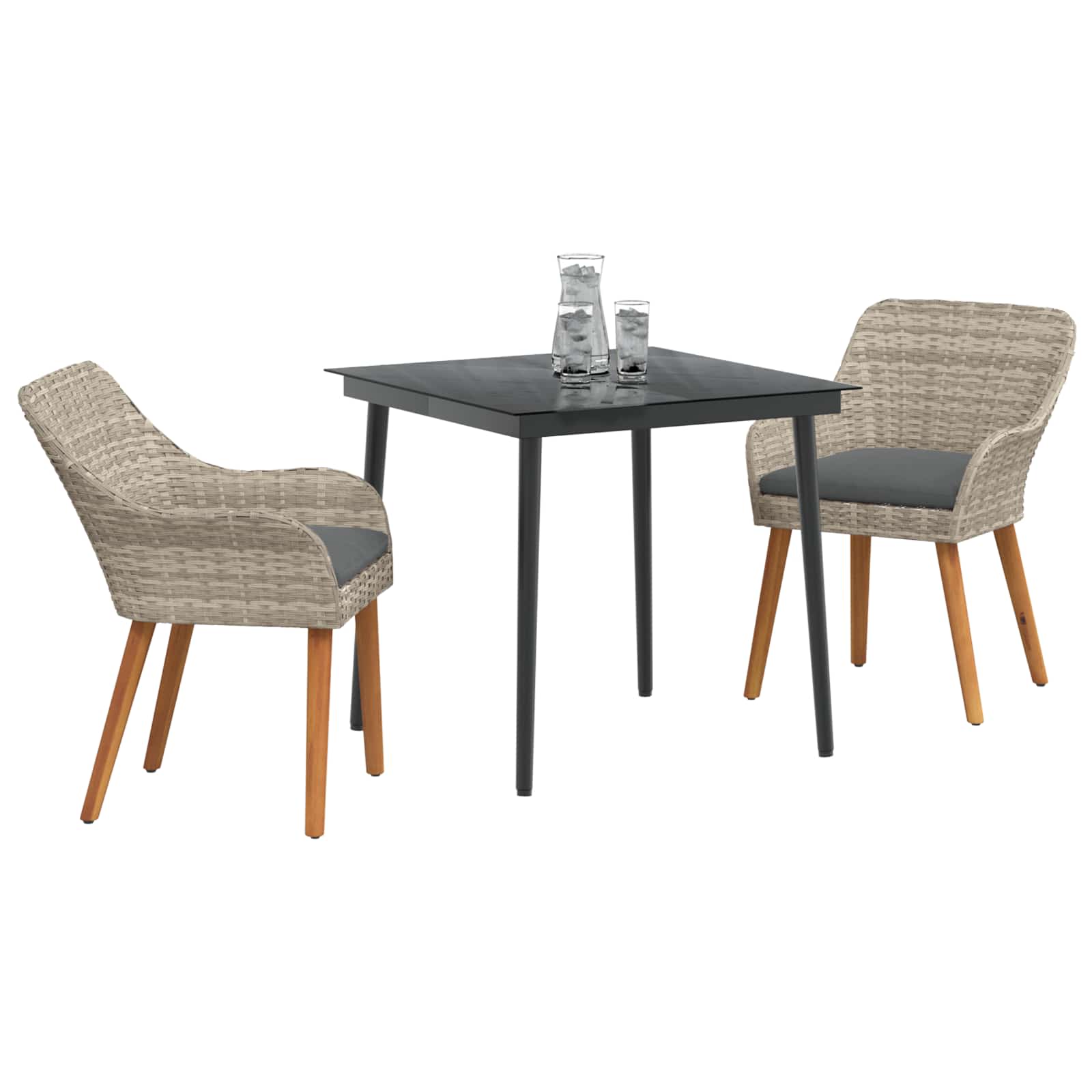 vidaXL Zestaw do jadalni w ogrodzie 3 pcs Jasnoszary polirattan
