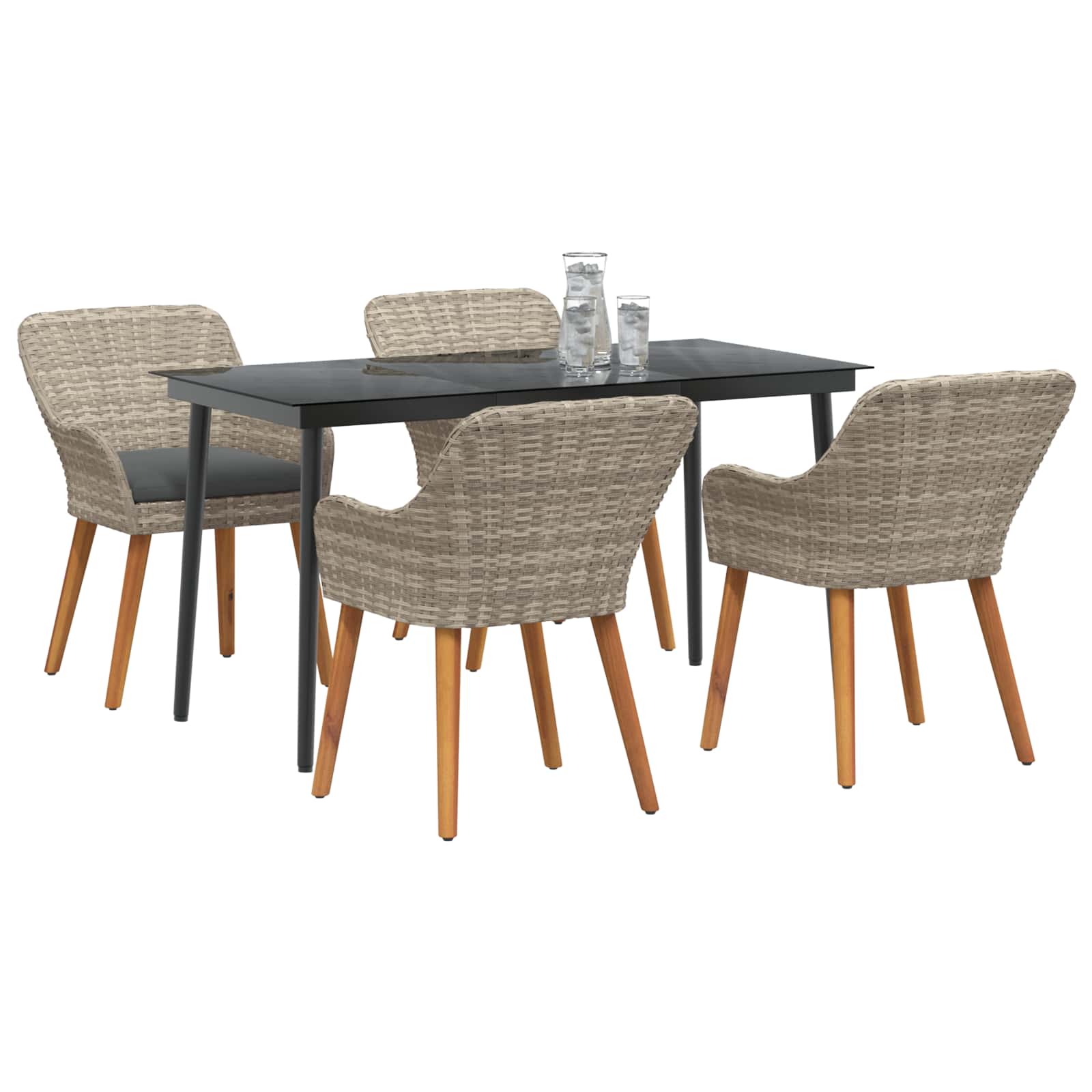 vidaXL Zestaw do jadalni w ogrodzie 5 pcs Jasnoszary polirattan