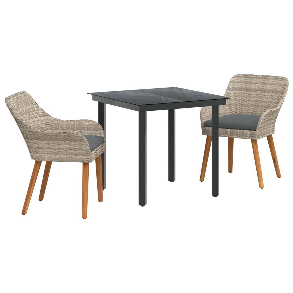 vidaXL Zestaw do jadalni w ogrodzie 3 pcs Jasnoszary polirattan