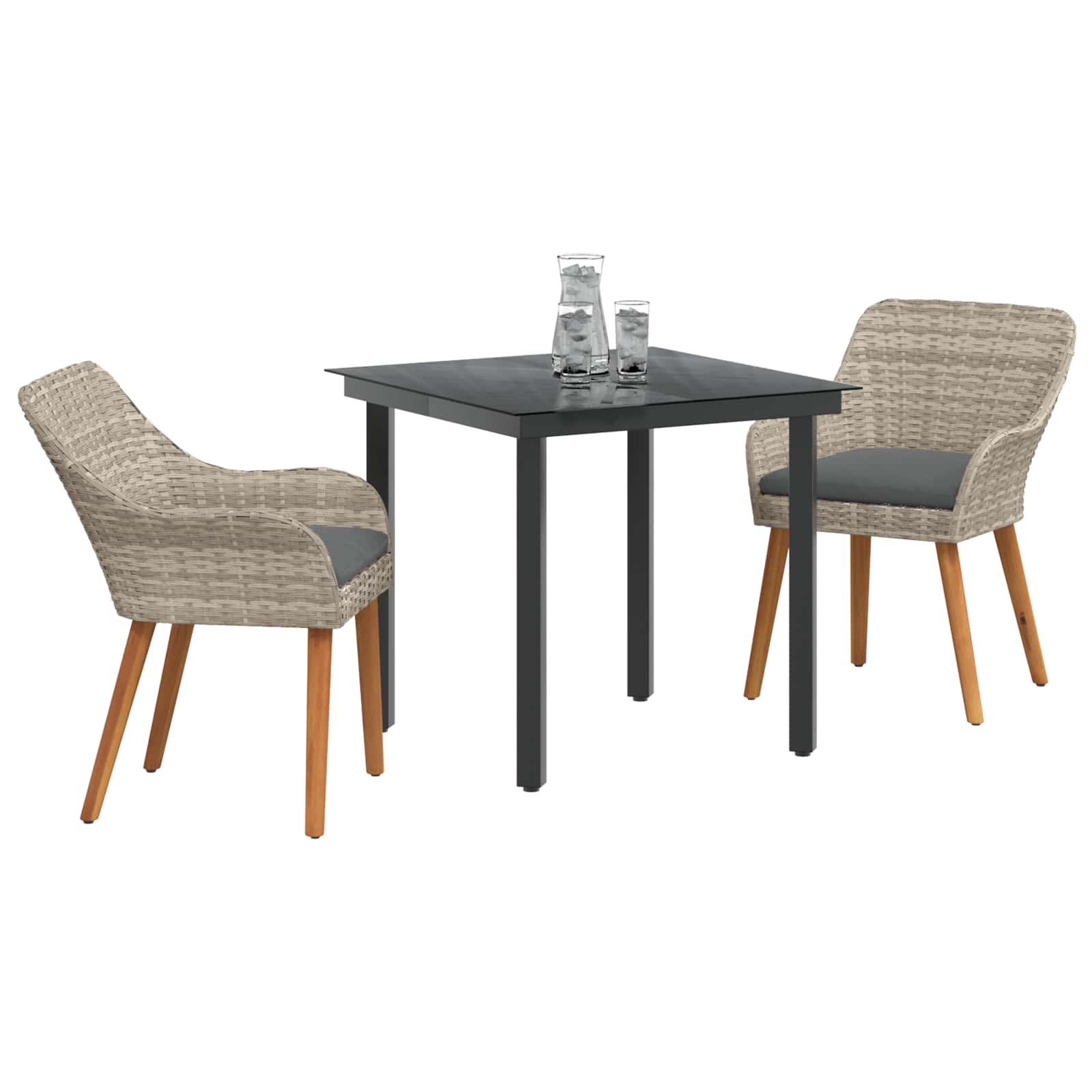 vidaXL Zestaw do jadalni w ogrodzie 3 pcs Jasnoszary polirattan