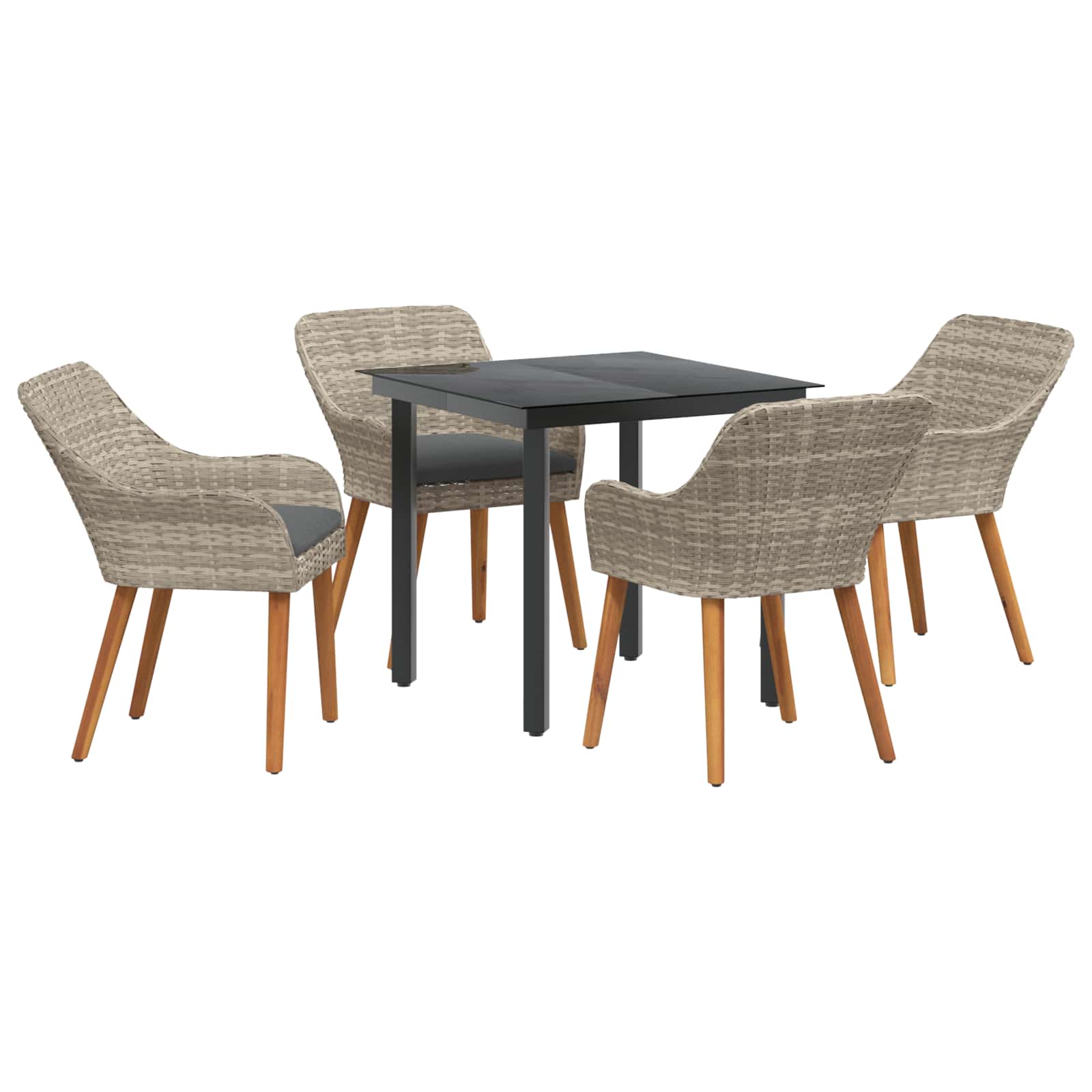 vidaXL Zestaw do jadalni w ogrodzie 5 pcs Jasnoszary polirattan