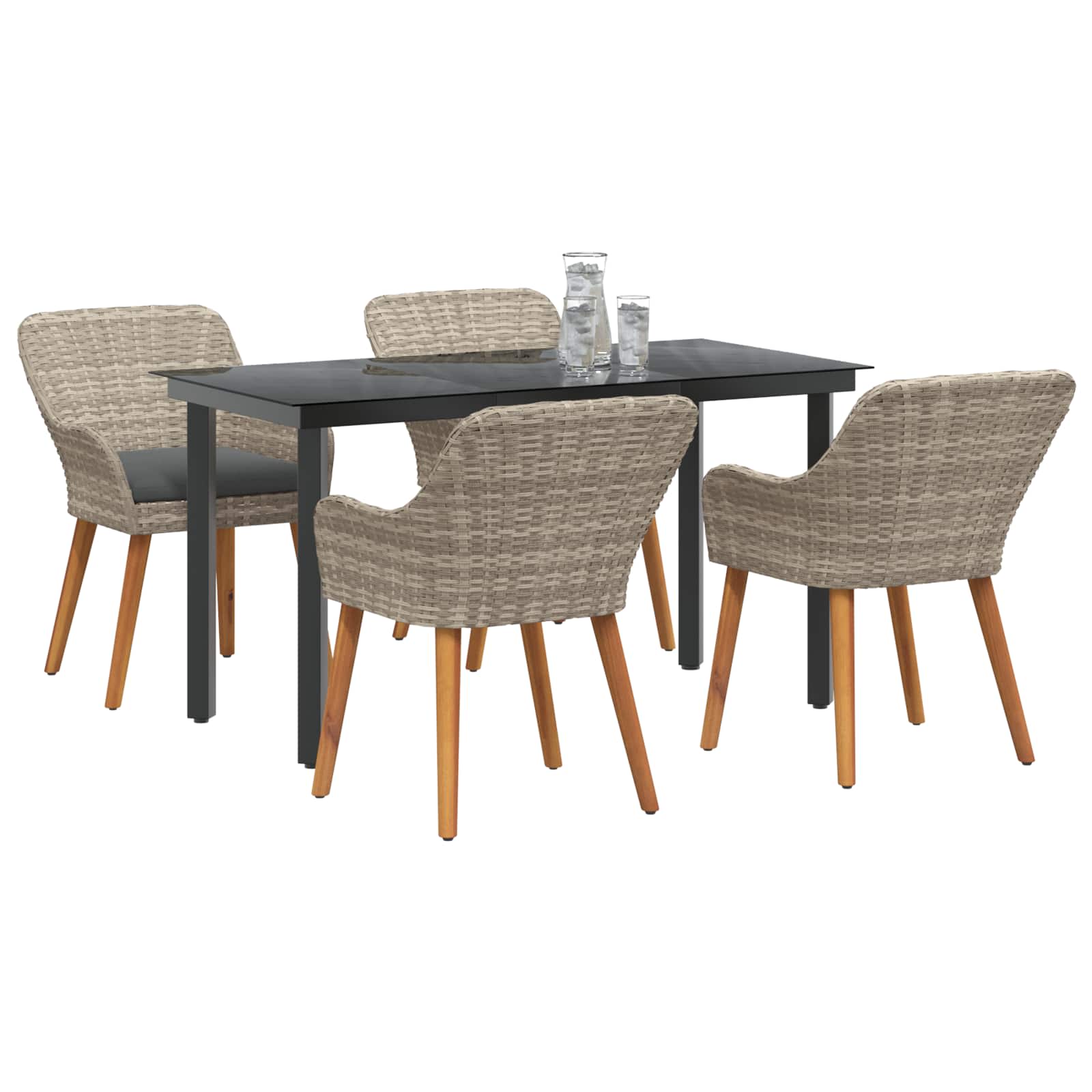 vidaXL Zestaw do jadalni w ogrodzie 5 pcs Jasnoszary polirattan