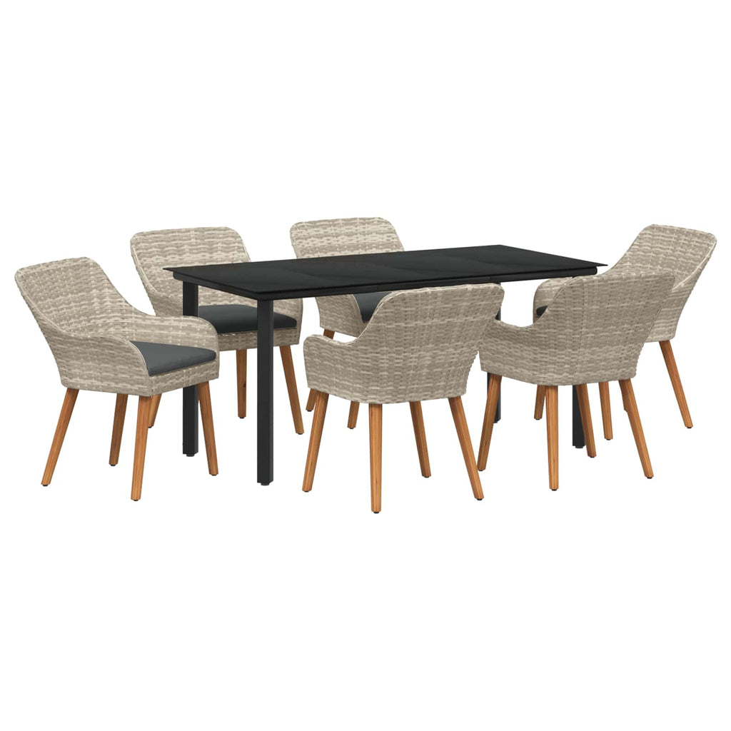 vidaXL Zestaw do jadalni w ogrodzie 7 pcs Jasnoszary polirattan