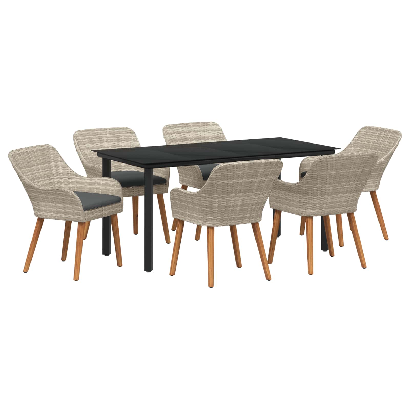 vidaXL Zestaw do jadalni w ogrodzie 7 pcs Jasnoszary polirattan
