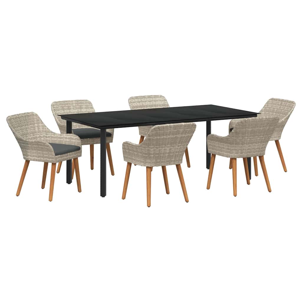 vidaXL Zestaw do jadalni w ogrodzie 7 pcs Jasnoszary polirattan