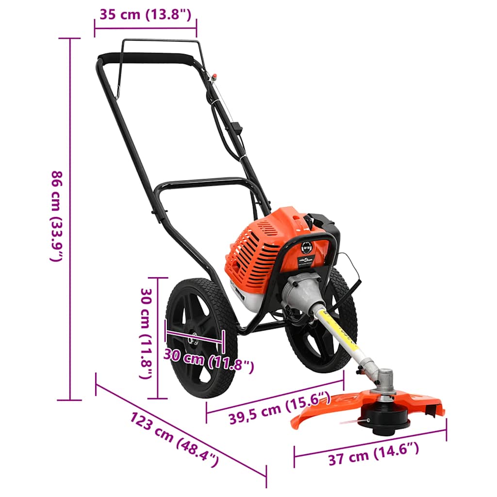 vidaXL Podkaszarka z kółkami pomarańczowa 52 cm3 1,45 kW