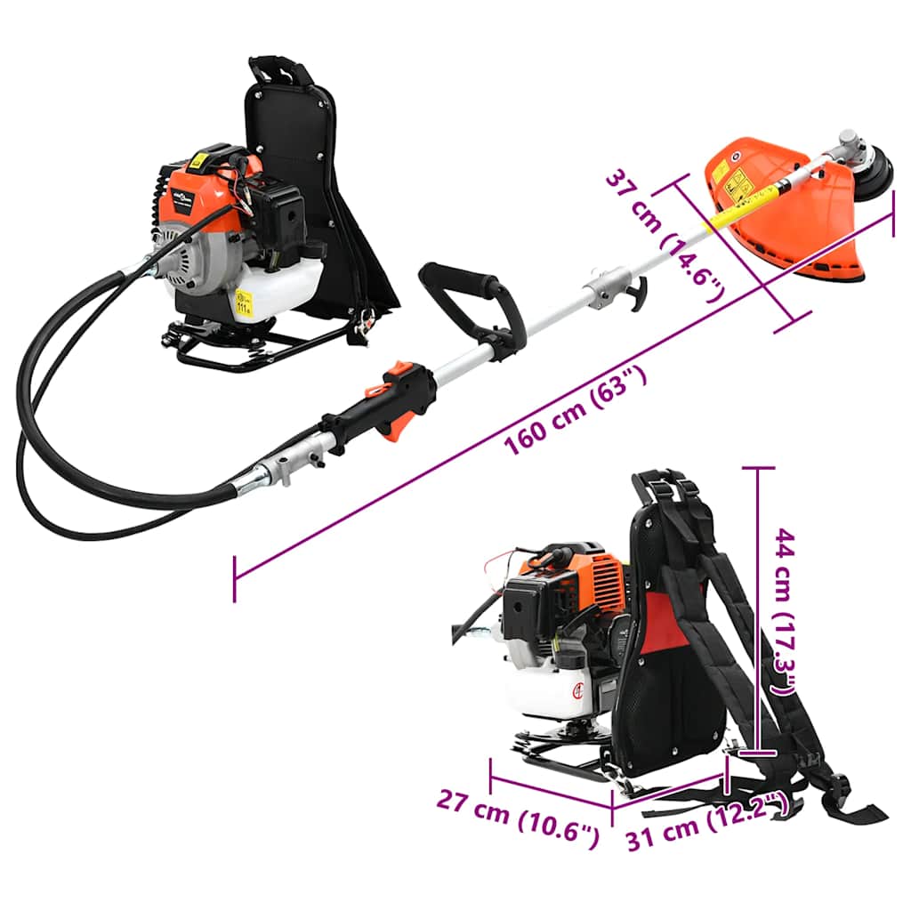 vidaXL Plecakowa kosiarka do krzaków Design Orange 52 cm3 1,45 kW
