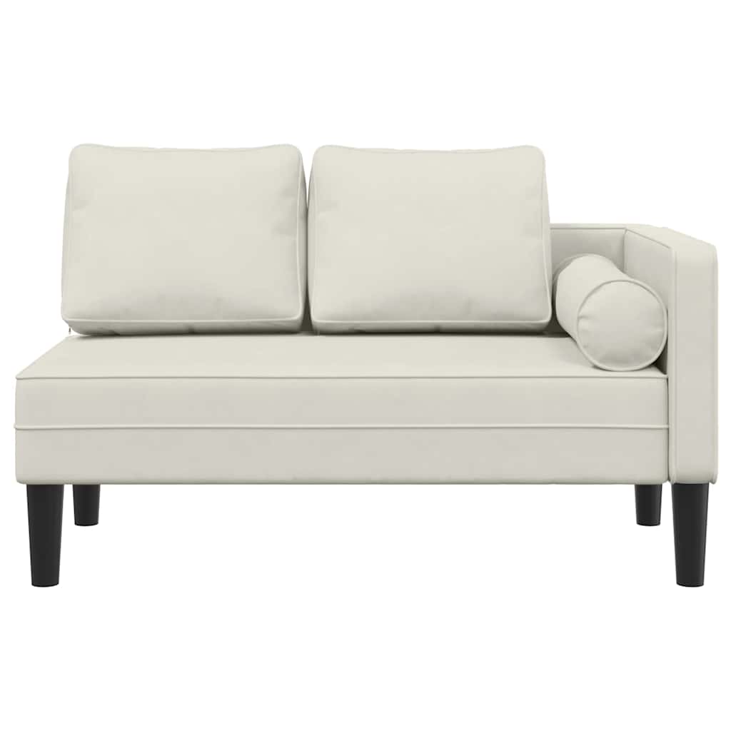 vidaXL Szezlong z poduszkami, kremowy, tapicerowany aksamitem