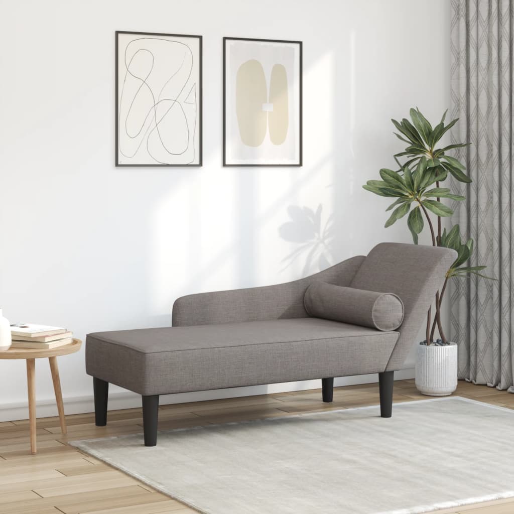 vidaXL Szezlong z poduszkami, taupe, tapicerowany tkaniną