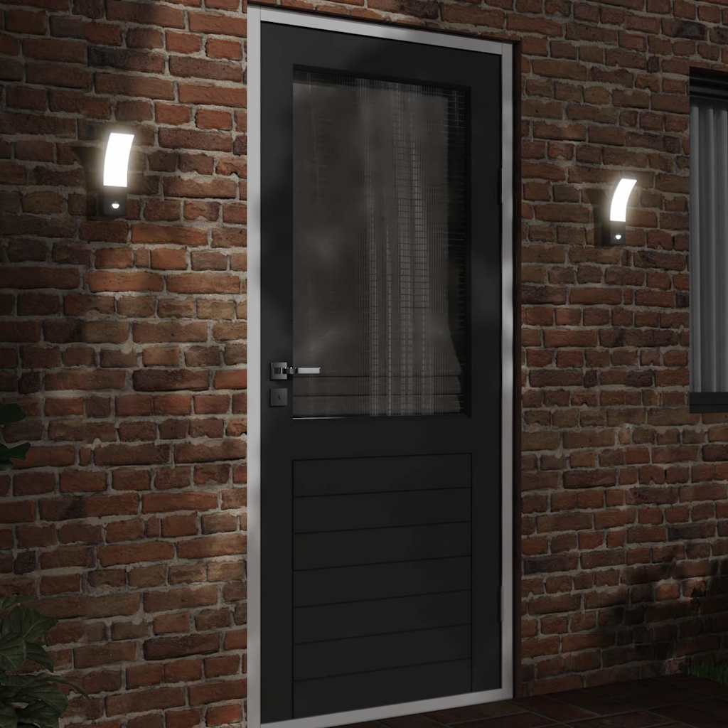vidaXL Zewnętrzne kinkiety LED z czujnikami, 2 szt., czarne, aluminium