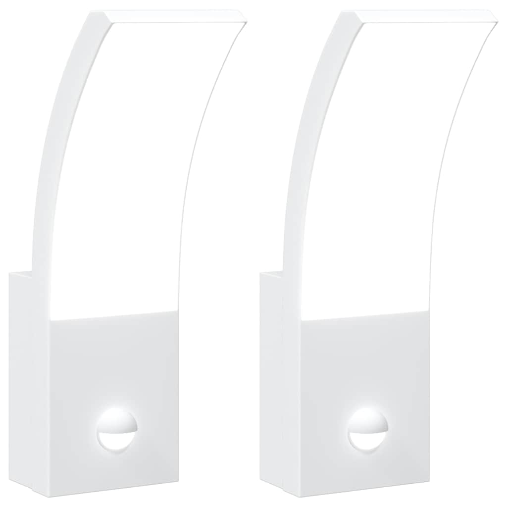 vidaXL Zewnętrzne kinkiety LED z czujnikami, 2 szt., białe, aluminium