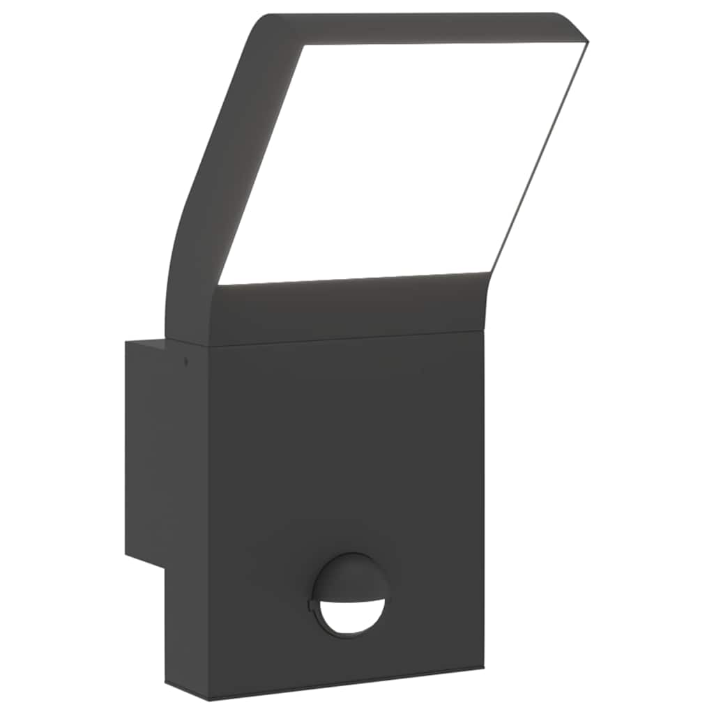 vidaXL Zewnętrzny kinkiet LED z czujnikiem, czarny, odlewane aluminium