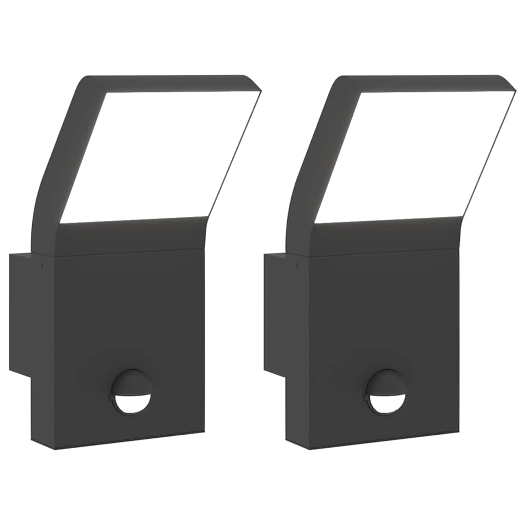 vidaXL Zewnętrzne kinkiety LED z czujnikami, 2 szt., czarne, aluminium