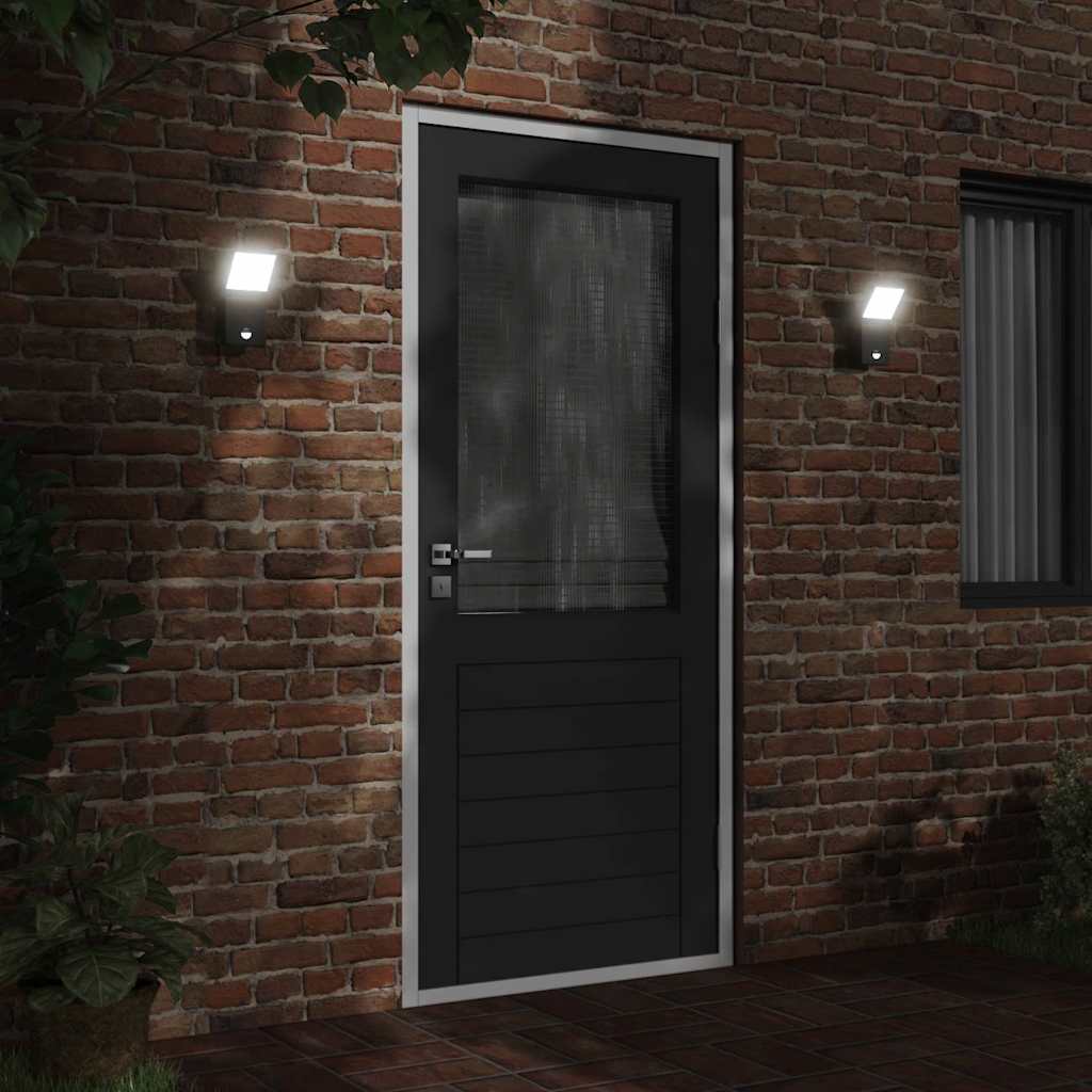 vidaXL Zewnętrzne kinkiety LED z czujnikami, 2 szt., czarne, aluminium