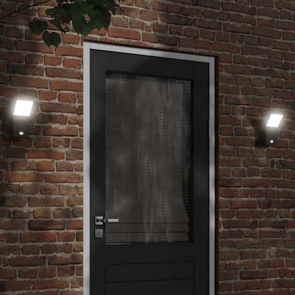 vidaXL Zewnętrzne kinkiety LED z czujnikami, 2 szt., czarne, aluminium
