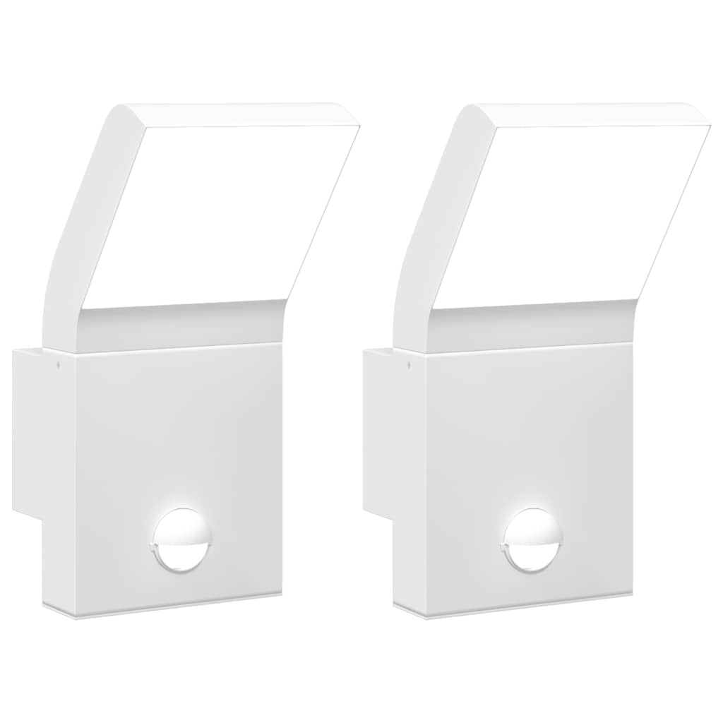 vidaXL Zewnętrzne kinkiety LED z czujnikami, 2 szt., białe, aluminium