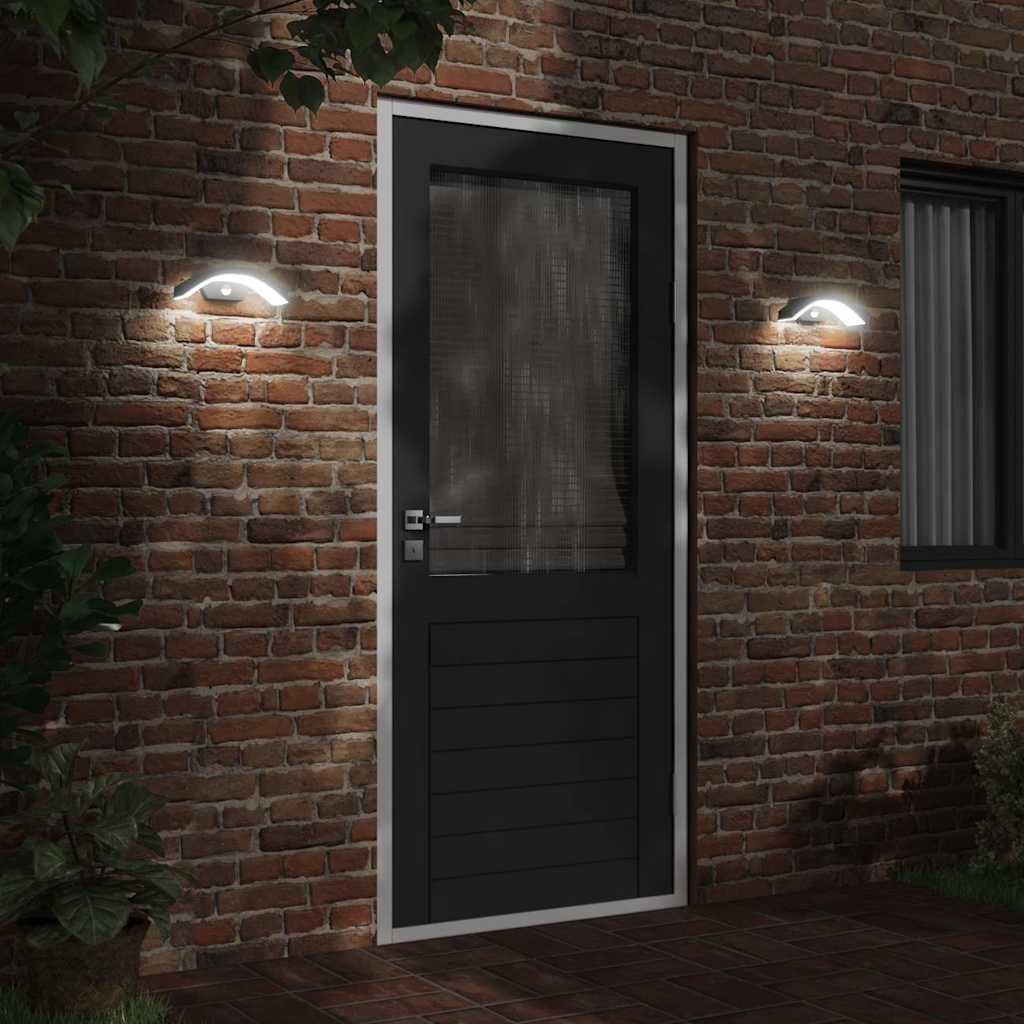 vidaXL Zewnętrzne kinkiety LED z czujnikami, 2 szt., czarne, aluminium