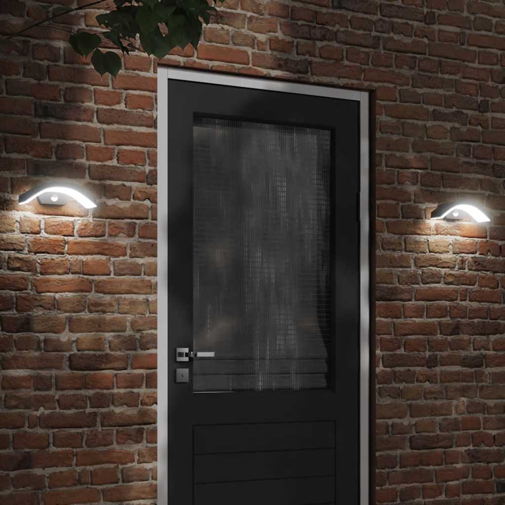 vidaXL Zewnętrzne kinkiety LED z czujnikami, 2 szt., czarne, aluminium