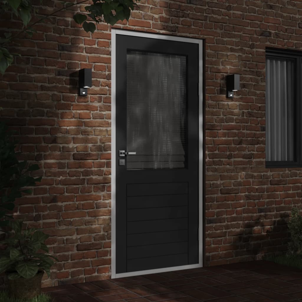 vidaXL Zewnętrzny kinkiet z czujnikiem, czarny, odlewane aluminium