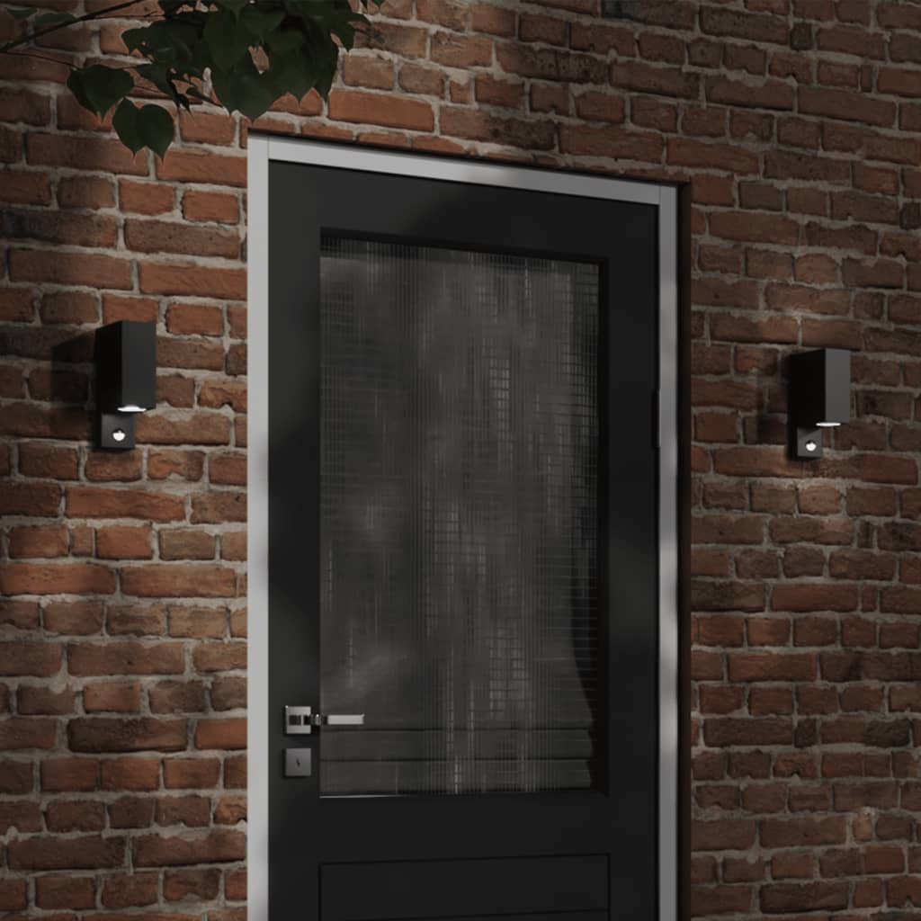 vidaXL Zewnętrzny kinkiet z czujnikiem, czarny, odlewane aluminium